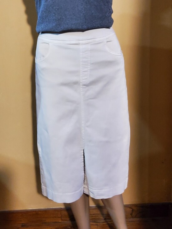 Laura Dresses & Skirts - Laura Petites Cream Midi Skirt with Center Slit